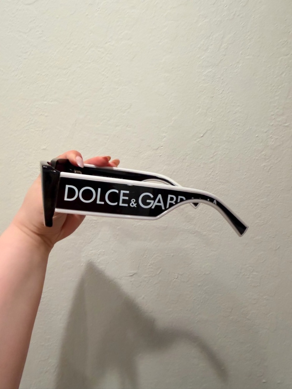 Dolce & Gabbana Black and White Logo Frame Sunglasses